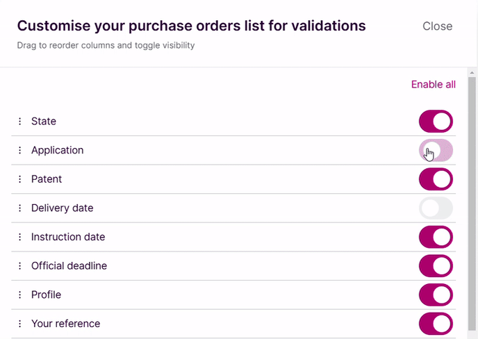 Customise your orders page GIF